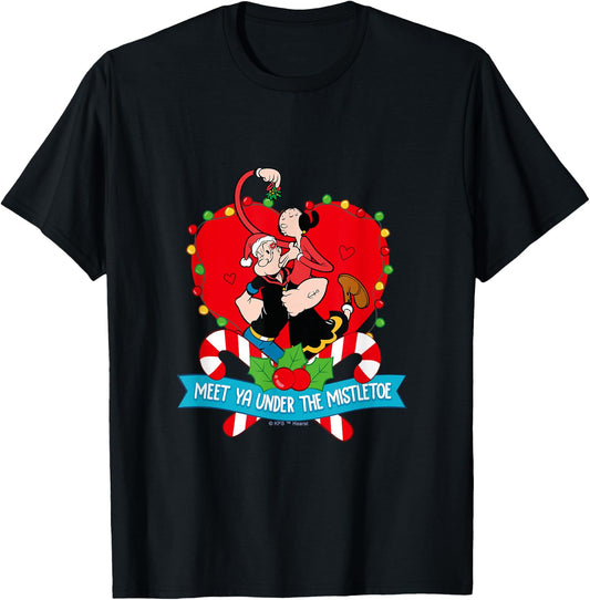 Popeye "Meet Ya Under the Mistletoe" Holiday Collection T-Shirt - T-Shirt | Black