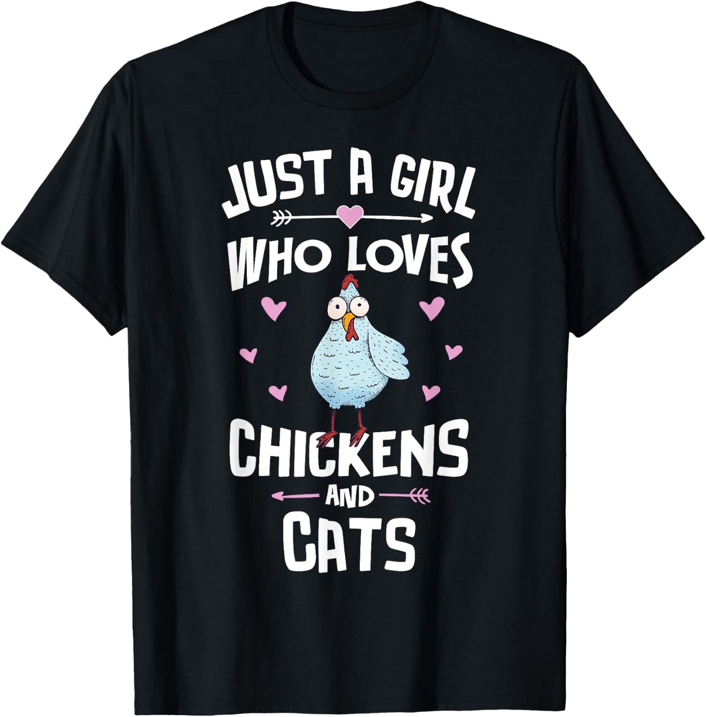 Just A Girl Who Loves Chickens And Cats Gift Women T-Shirt - T-Shirt | Black