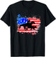 American Flag Cowhorse Horse Calf Roping T-Shirt - T-Shirt | Black