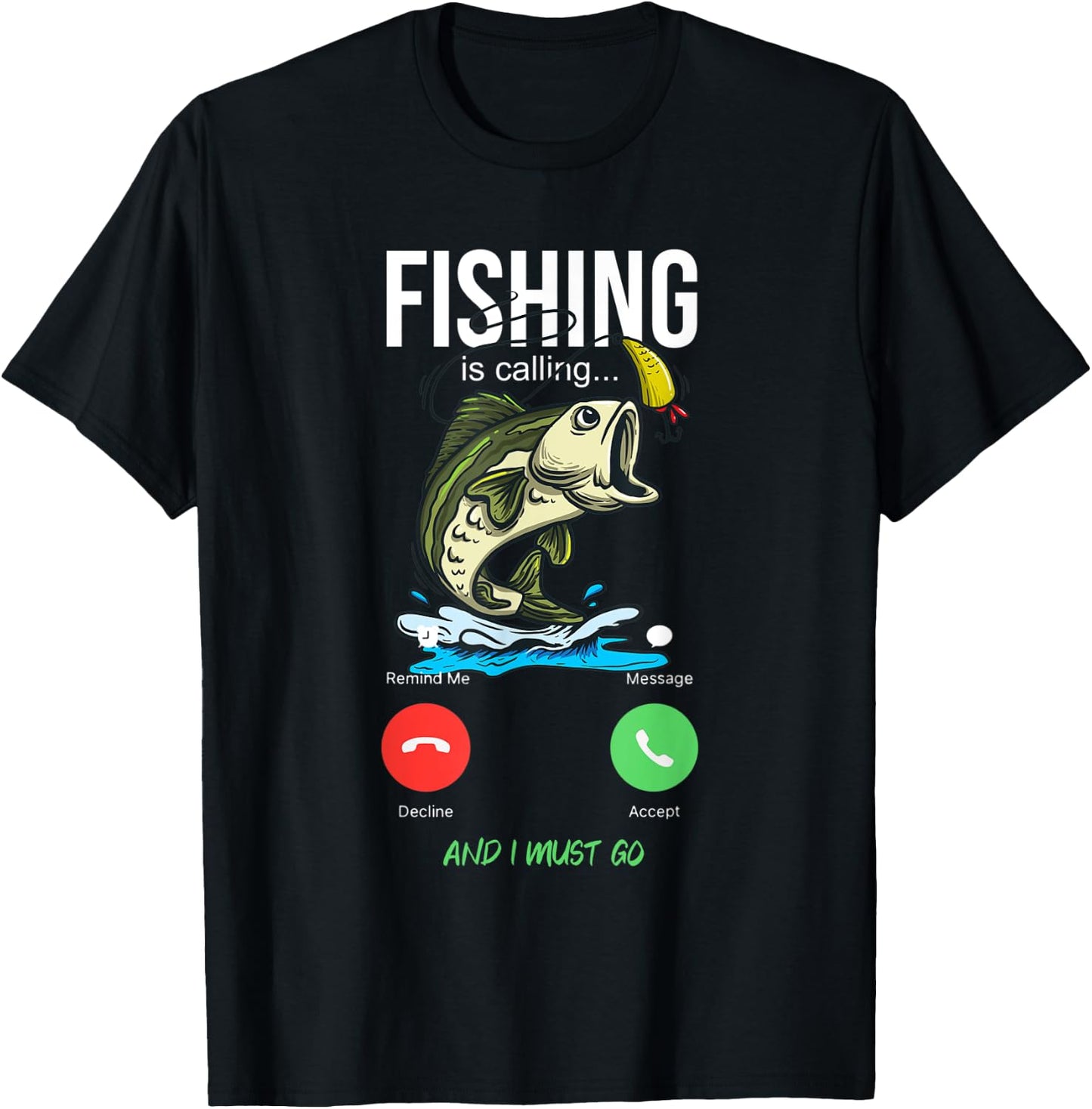 Fishing Is Calling Fishing Bass Fishing Club T-Shirt - T-Shirt | Black