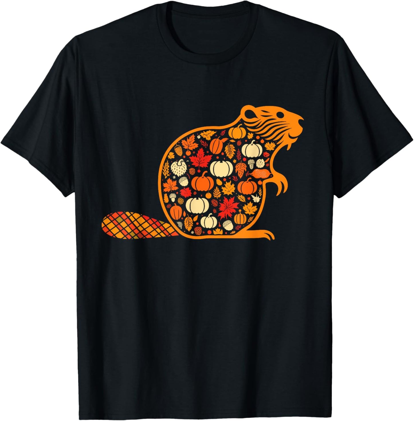 Autumn Pumpkin Fall Beaver Thanksgiving Kids T-Shirt - T-Shirt | Black