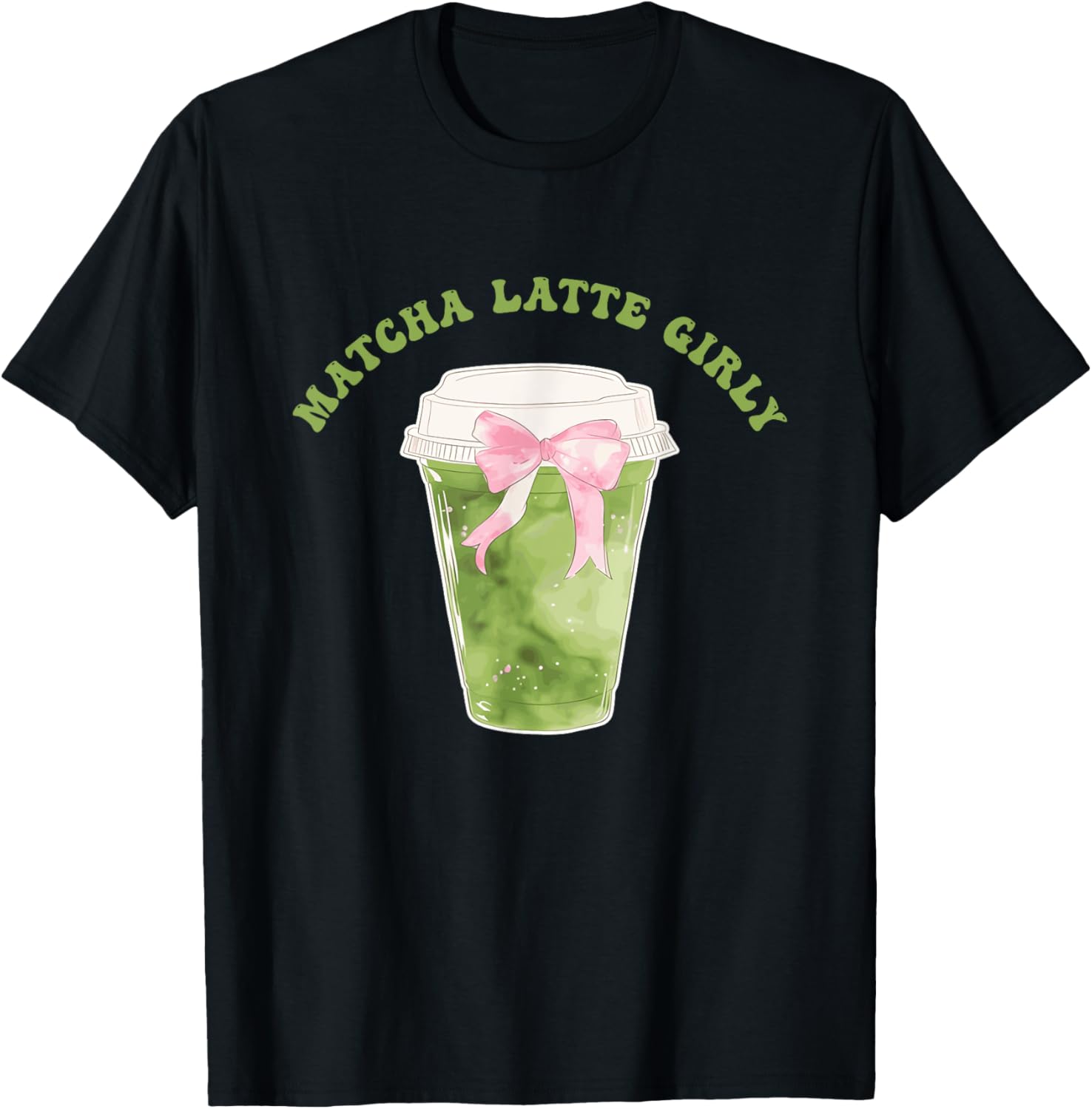 Matcha Latte Girly Matcha Latte Social Club Design T-Shirt - T-Shirt | Black