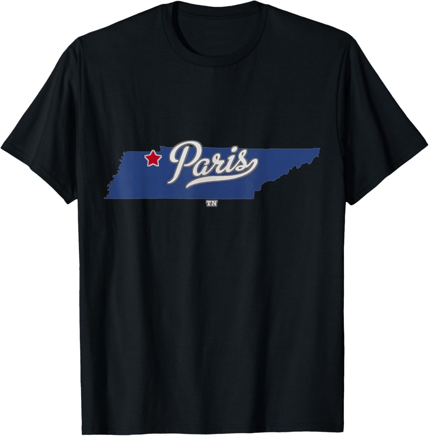 Paris Tennessee TN Map T-Shirt - T-Shirt | Black