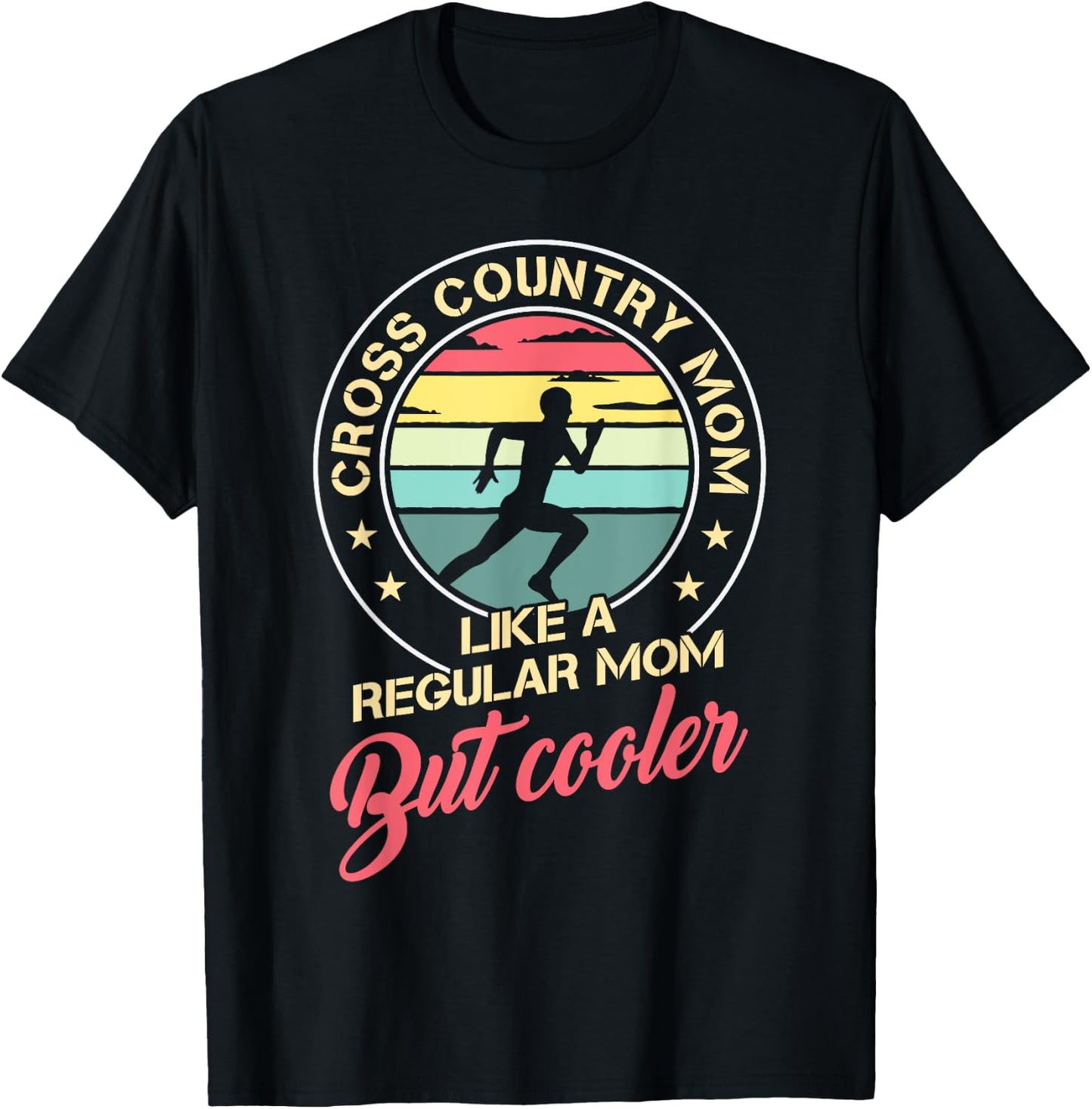Vintage Cross Country Mom Like A Regular Mom But Cooler T-Shirt - T-Shirt | Black