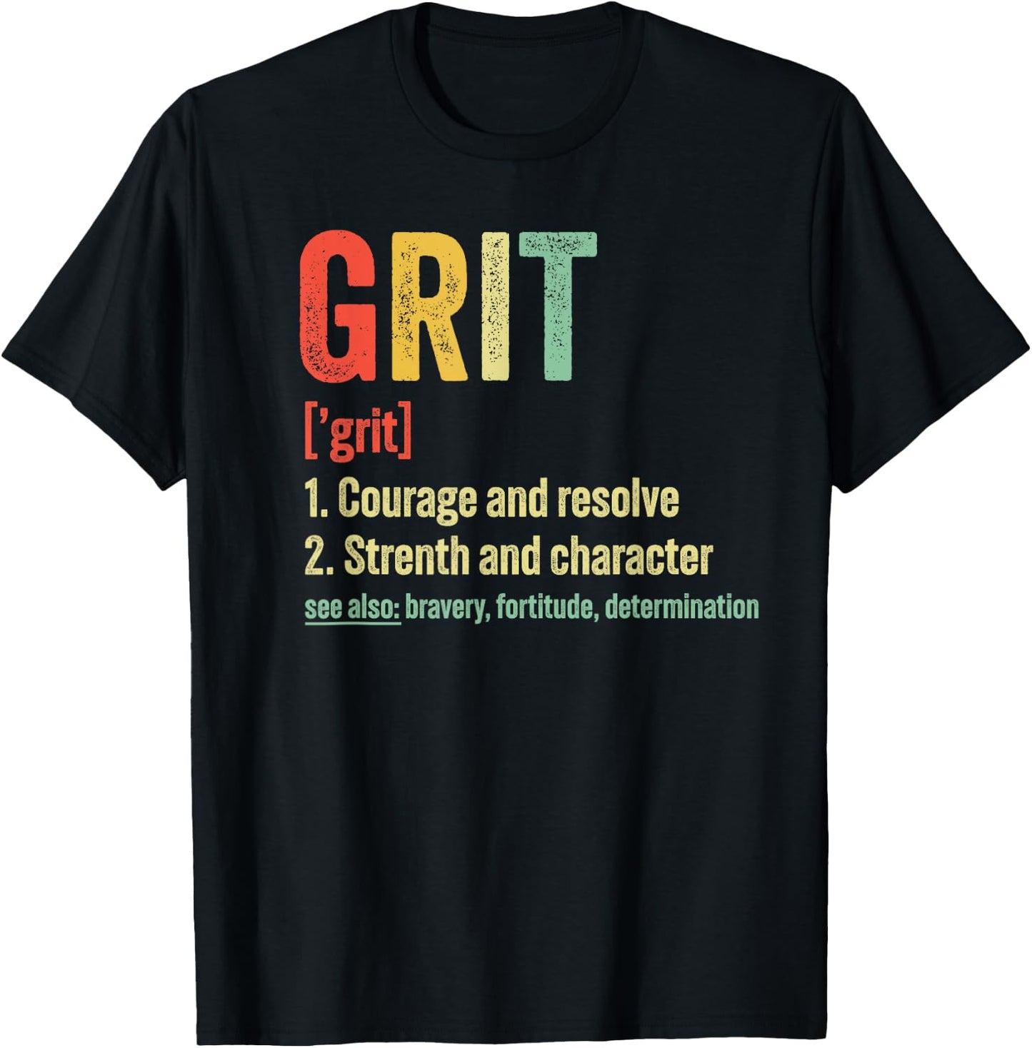 Grit Definition Motivation T-Shirt - T-Shirt | Black