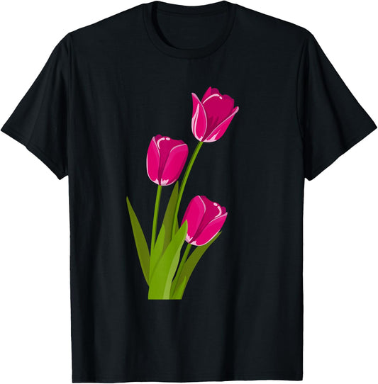 Pink Tulips lover T-Shirt - T-Shirt | Black