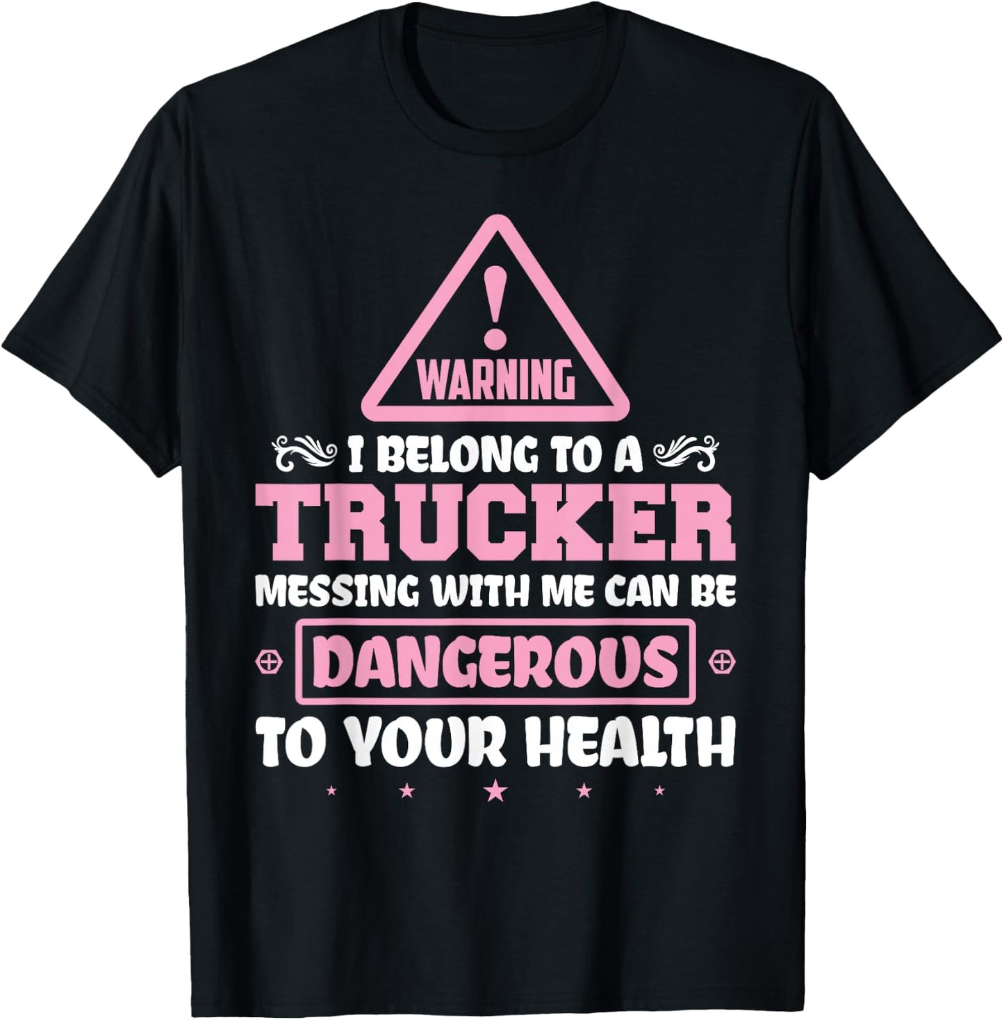 Truck Driver I Love My Trucker Wife Girlfriend Girl T-Shirt - T-Shirt | Black