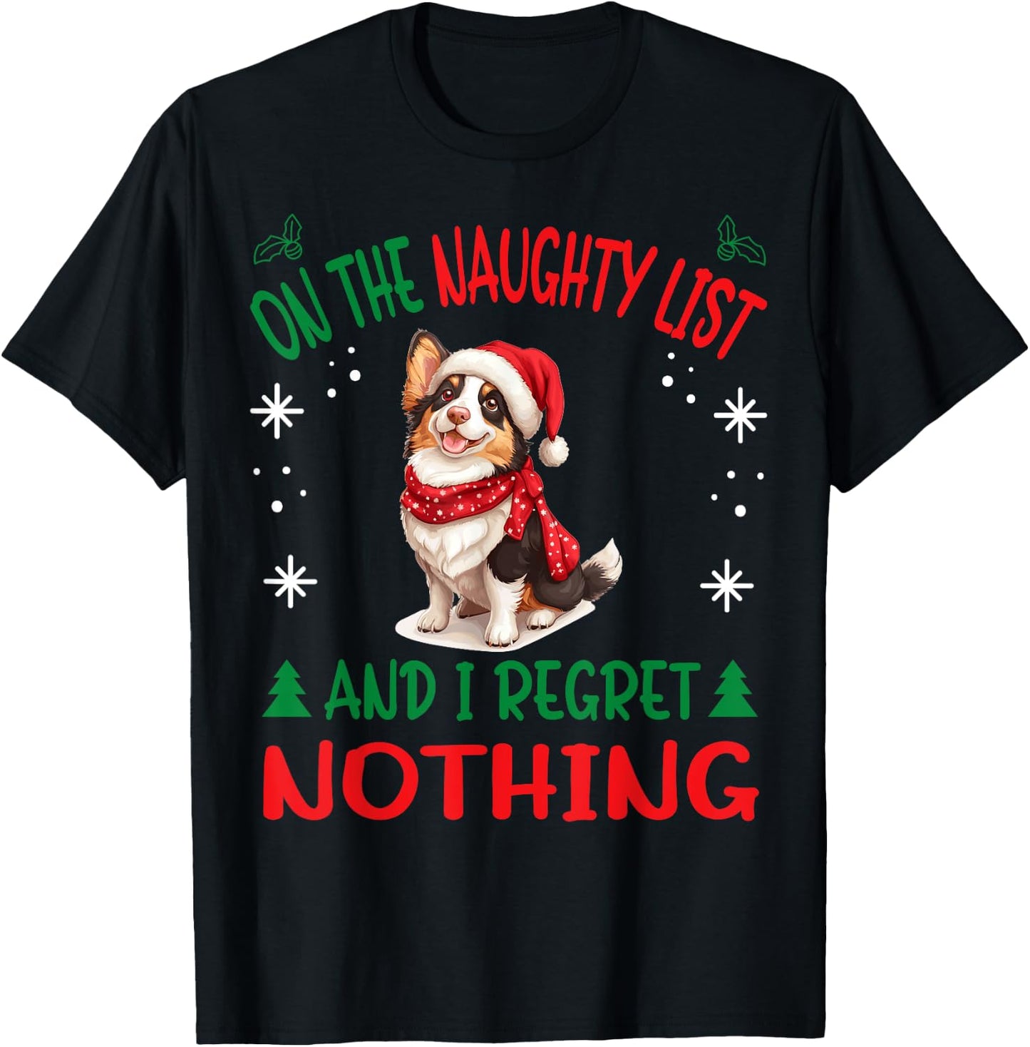 Cute Cardigan Welsh Corgi Dog Christmas On The Naughty List Women T-Shirt - T-Shirt | Black
