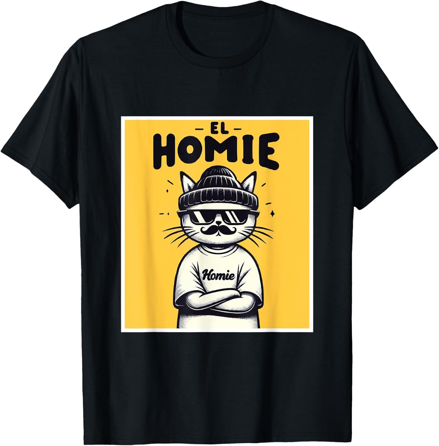 LIL HOMIE Cute Cholo Cat Chicano Art West Coast Hip Hop Prem T-Shirt - T-Shirt | Black