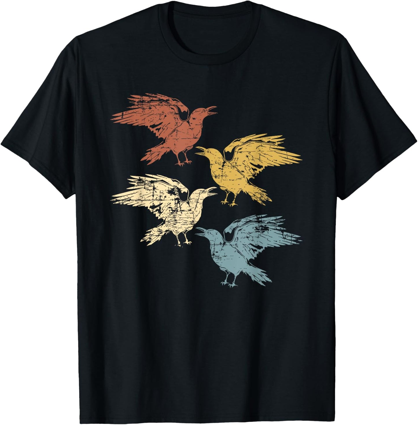 Black Crow Forest Animal Bird Gothic Spooky Retro Raven T-Shirt - T-Shirt | Black