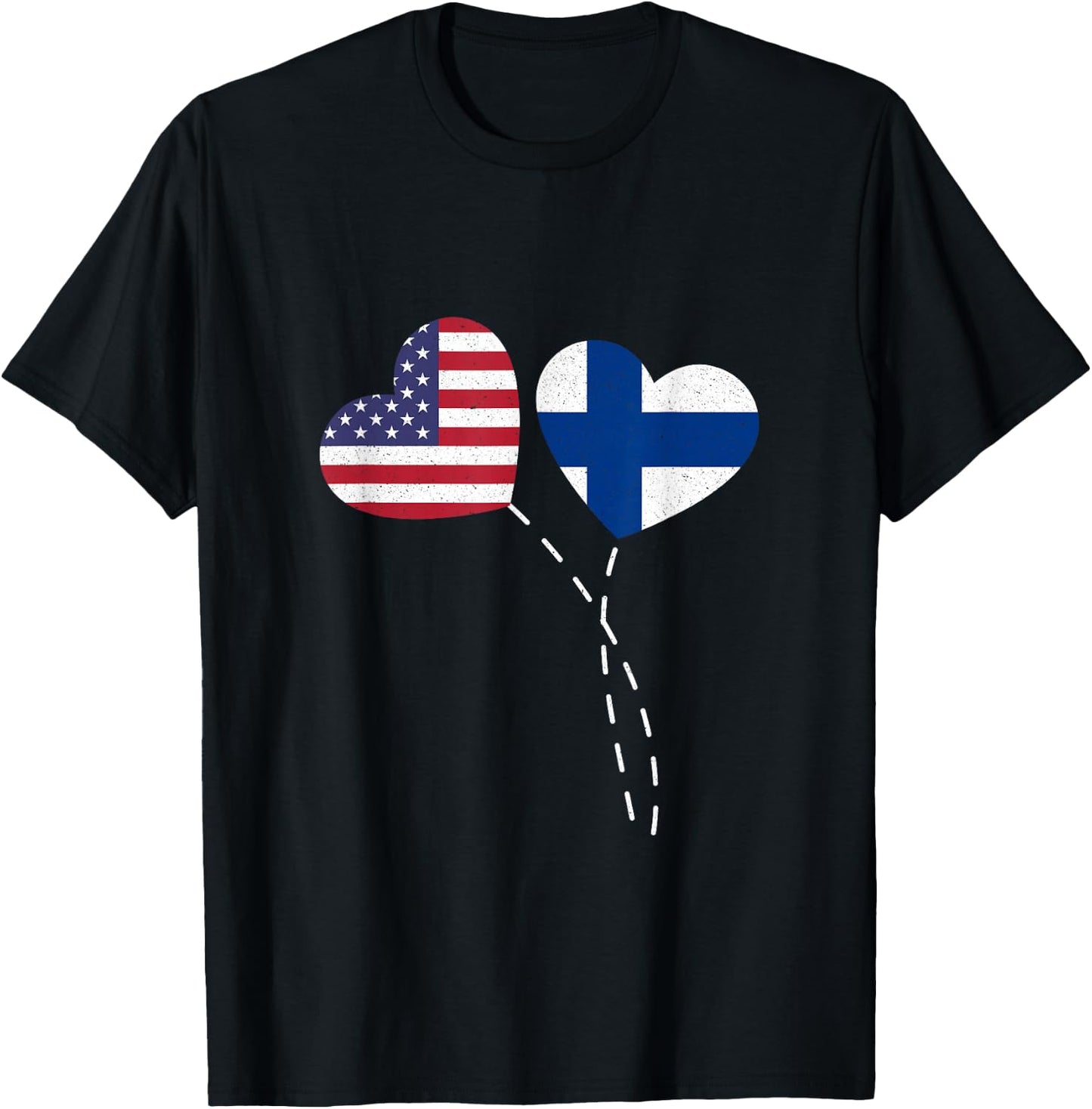 Loving Finland USA Flag Heart Finnish Americans Love Women Kids Men T-Shirt - T-Shirt | Black