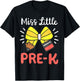 Little Miss Pre K Pencil Bow Back To School Girls Toddlers T-Shirt - T-Shirt | Black