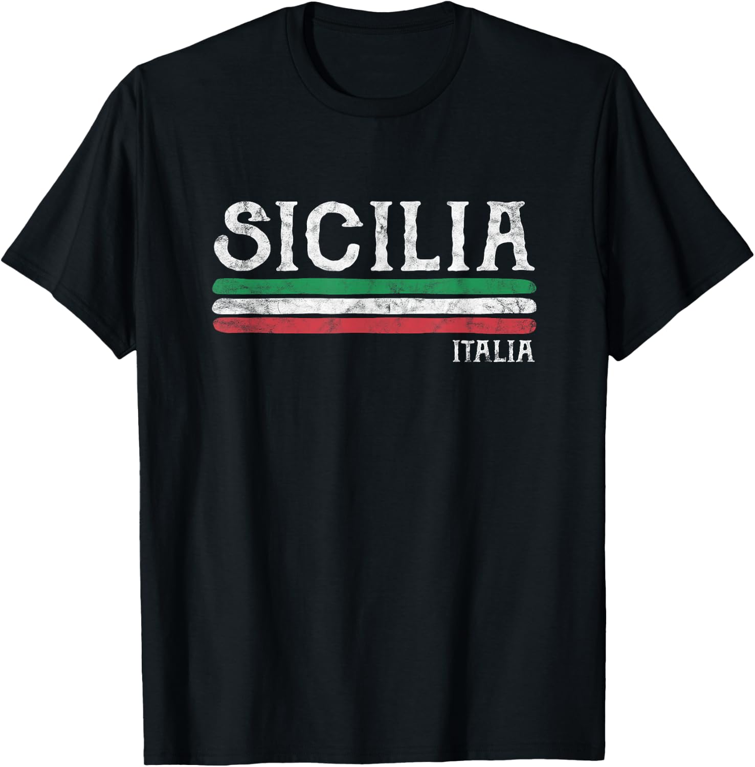 Sicily Sicilian Italy Italian Flag Souvenirs T-Shirt - T-Shirt | Black