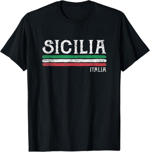 Sicily Sicilian Italy Italian Flag Souvenirs T-Shirt - T-Shirt | Black