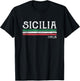 Sicily Sicilian Italy Italian Flag Souvenirs T-Shirt - T-Shirt | Black