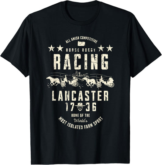All Amish Competitive Horse Buggy Racing Lancaster 1736 T-Shirt - T-Shirt | Black