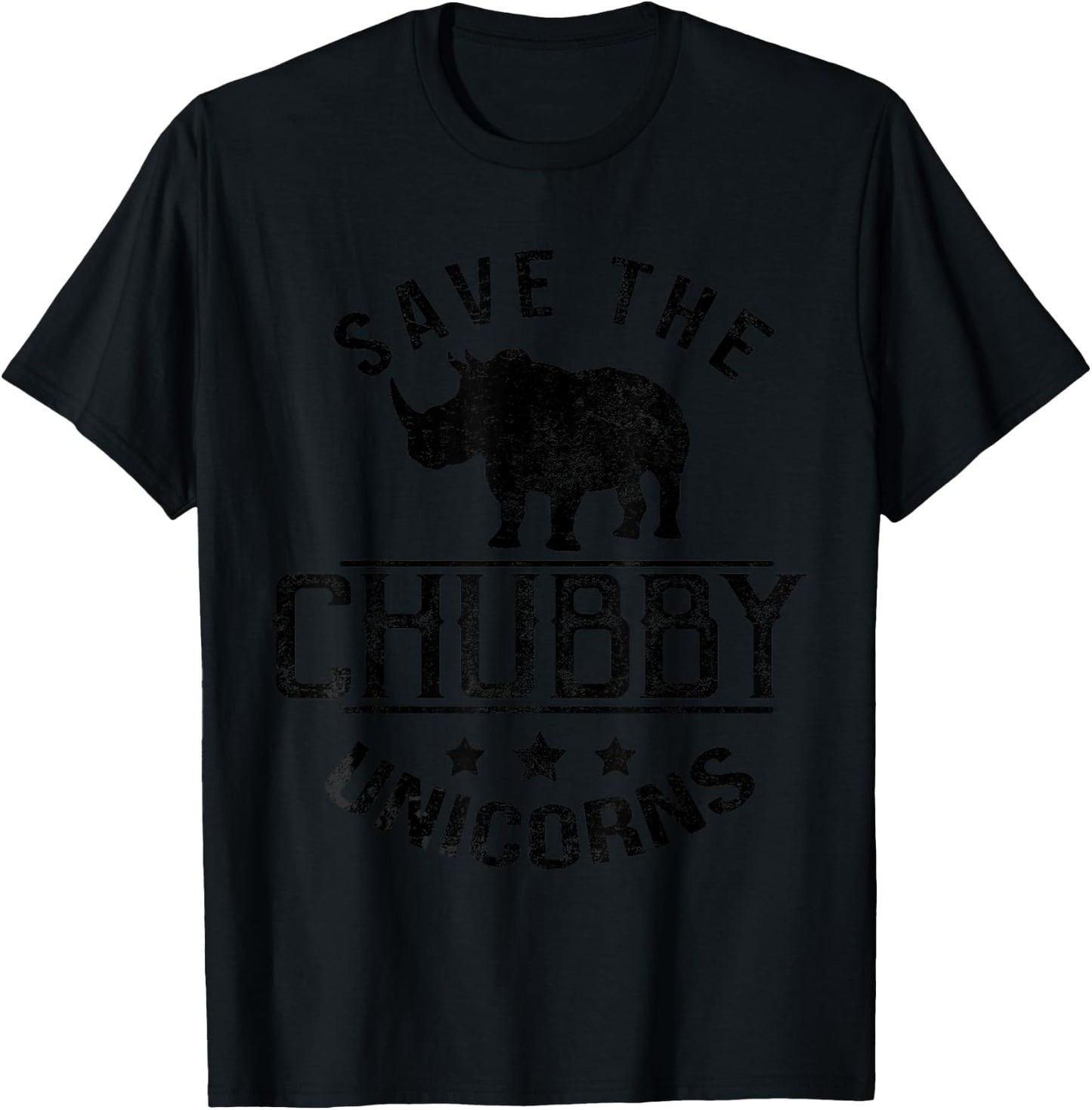 Save the Chubby Unicorns Rhino T-Shirt - T-Shirt | Black