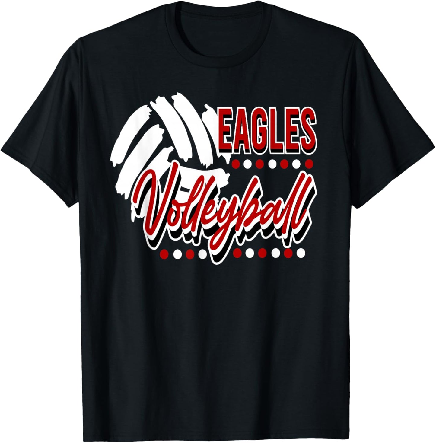 Eagles Volleyball Mom Player Red Black White T-Shirt - T-Shirt | Black