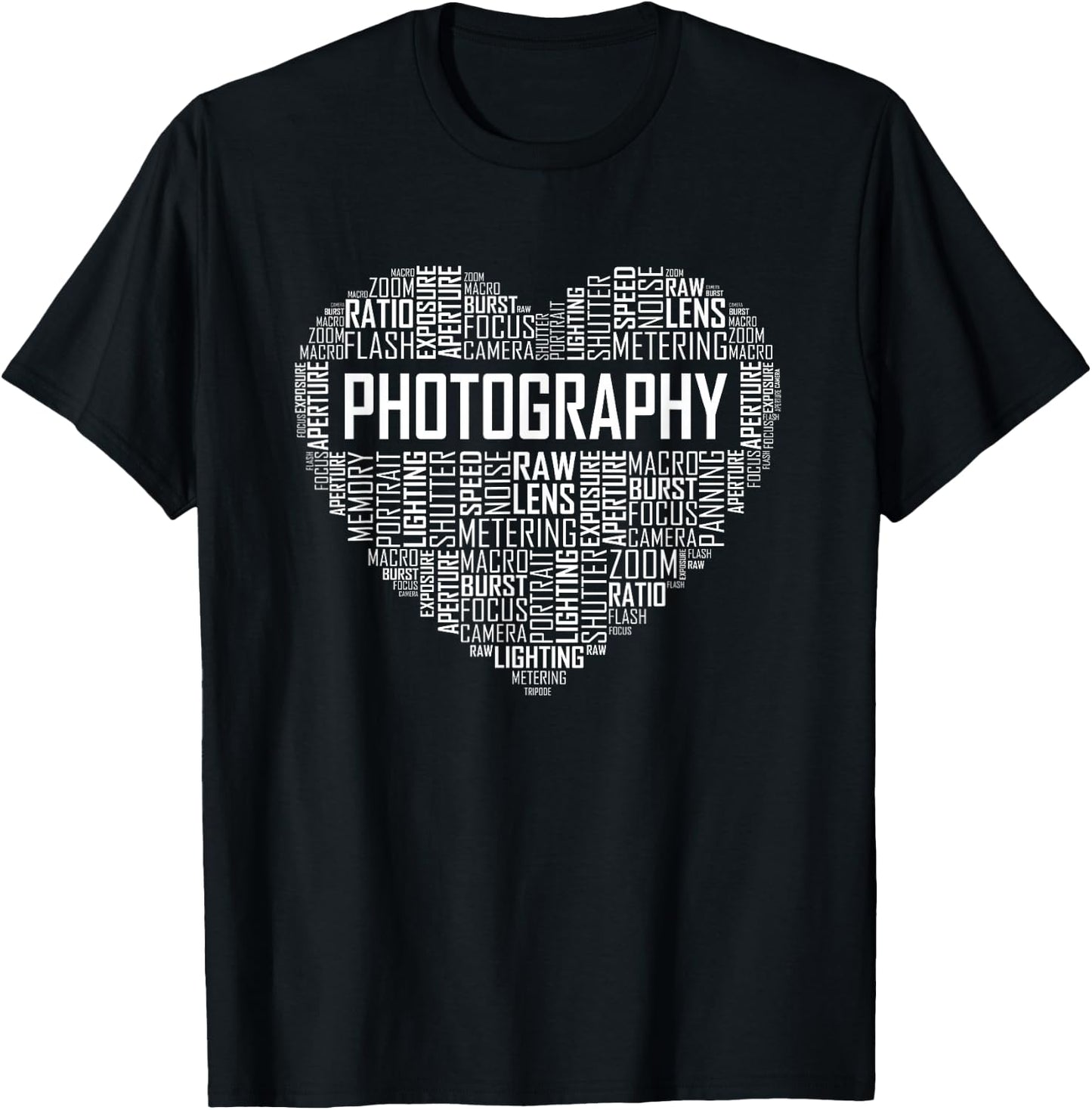 Photography Heart Lover Gift Photographer Love T-Shirt - T-Shirt | Black
