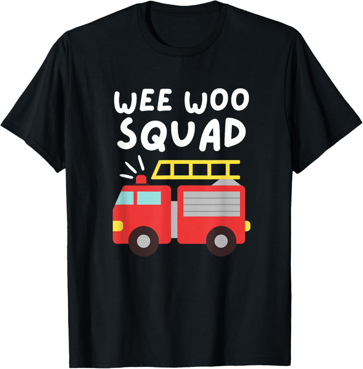 Wee Woo Squad Funny Firefighter T-Shirt - T-Shirt | Black