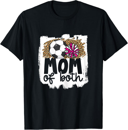Cheer Soccer Mom of Both Soccer and Cheer Mother T-Shirt - T-Shirt | Black