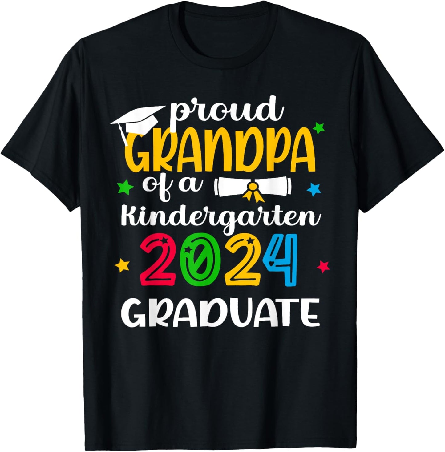 Proud Grandpa of Kindergarten Graduate 2024 Graduation T-Shirt - T-Shirt | Black