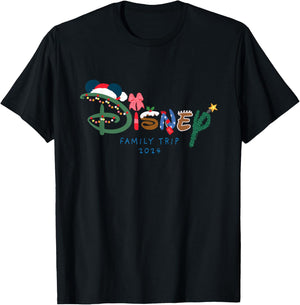 Disney Festive Fill Logo Christmas Holiday Family Trip 2024 T-Shirt - T-Shirt | Black