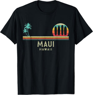 Vintage Hawaii Maui Beach Palm trees Tropical - Surf T-Shirt - T-Shirt | Black