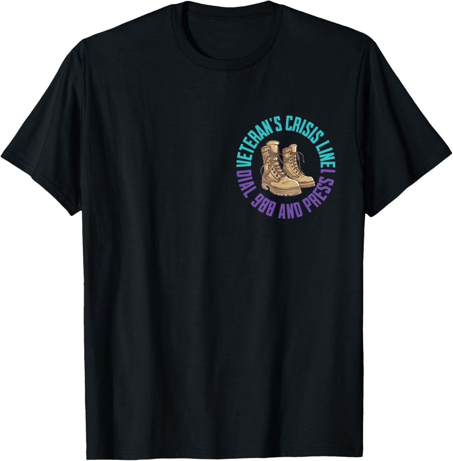 (2 Sided) Military Veteran Suicide Awareness Crisis Number T-Shirt - T-Shirt | Black