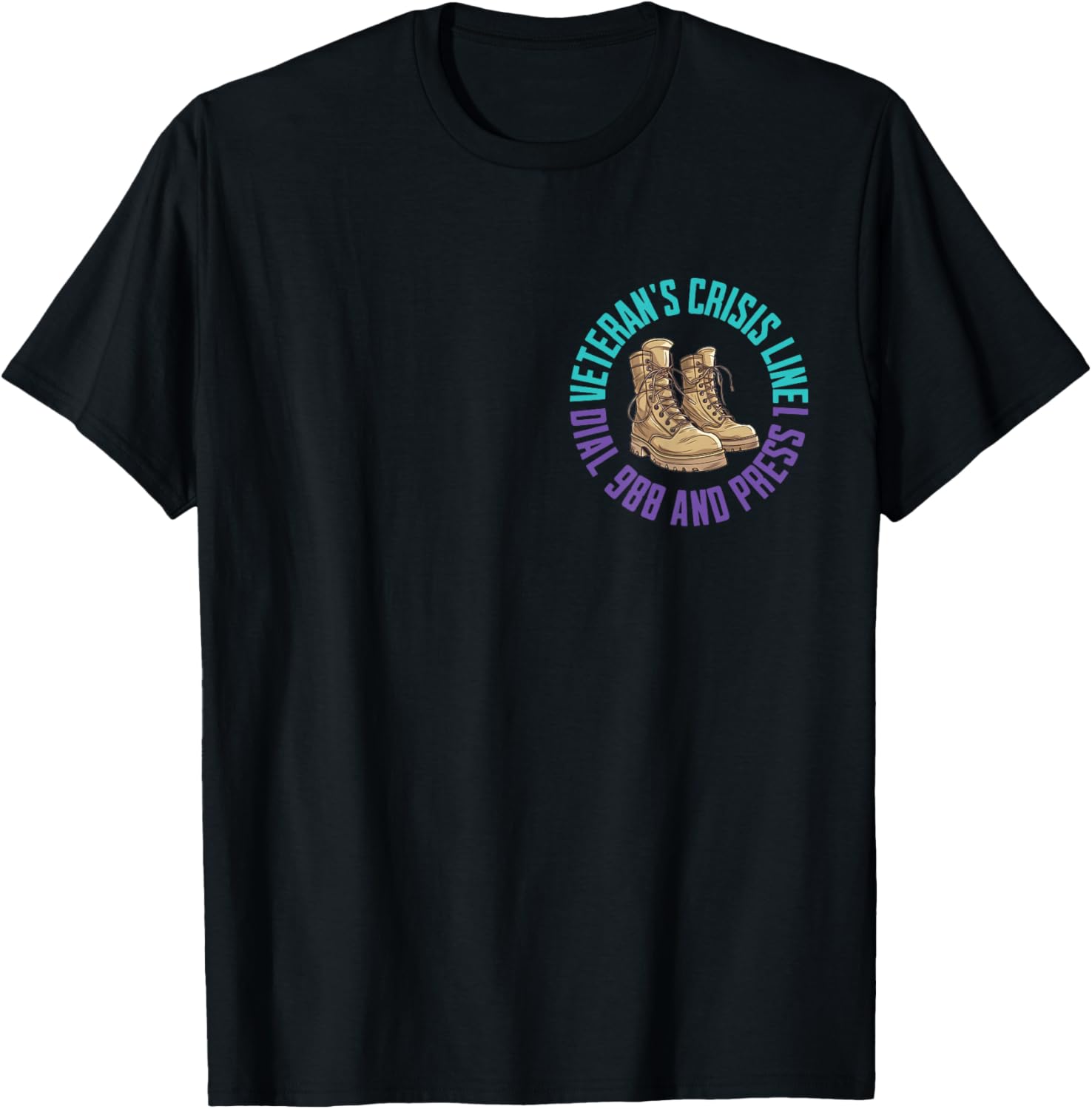 (2 Sided) Military Veteran Suicide Awareness Crisis Number T-Shirt - T-Shirt | Black