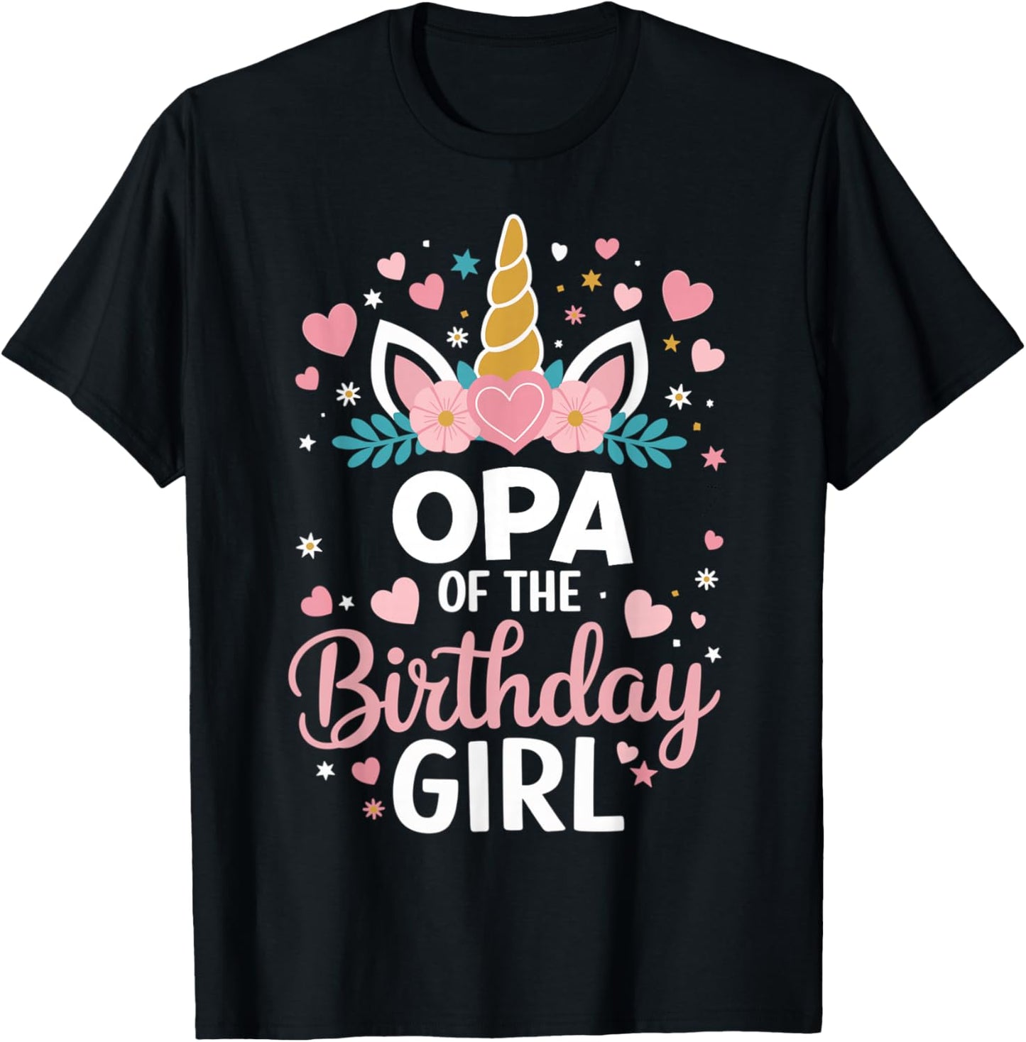 Opa Of The Birthday Girl Unicorn Grandpa 1st Bday T-Shirt - T-Shirt | Black
