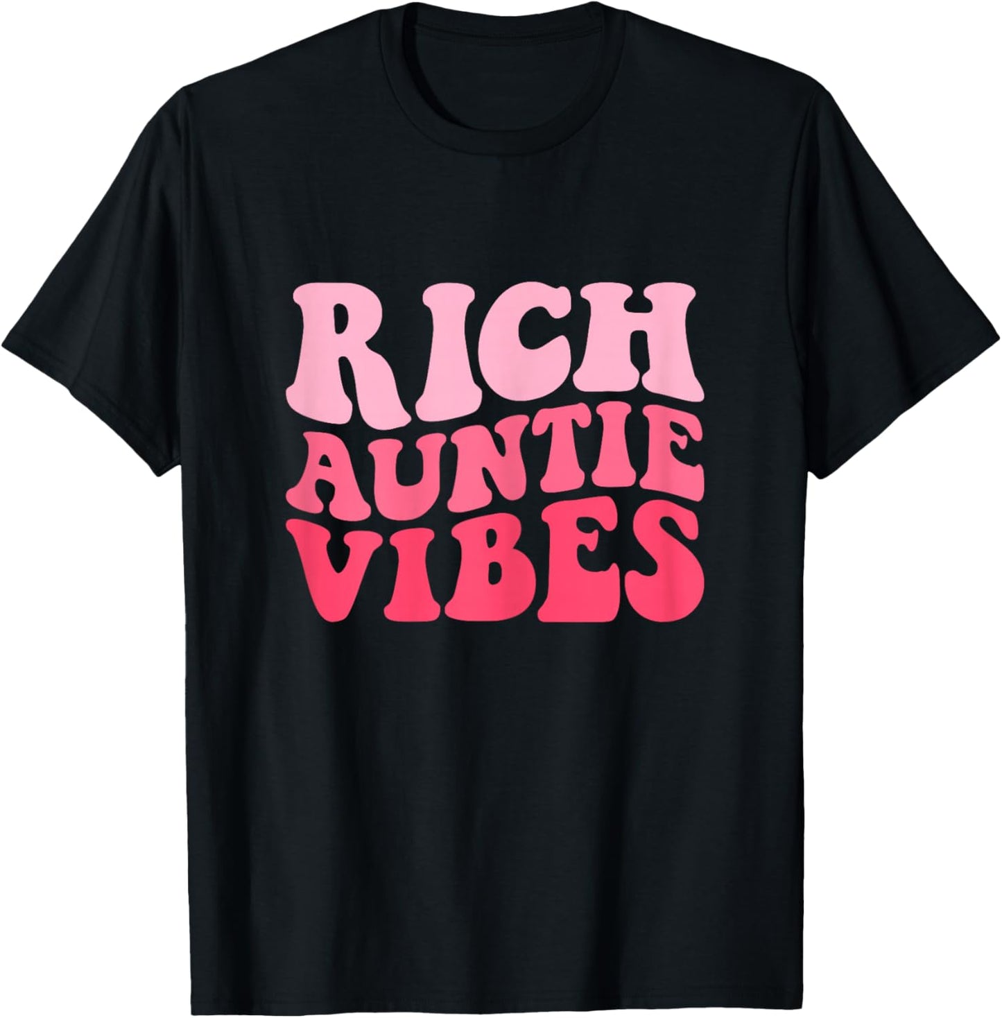 Groovy Rich Auntie Vibes Aunt Funny Best Aunty Mothers Day T-Shirt - T-Shirt | Black