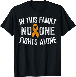 In This Family No One Fights Alone Shirt Orange Ribbon Gift T-Shirt - T-Shirt | Black