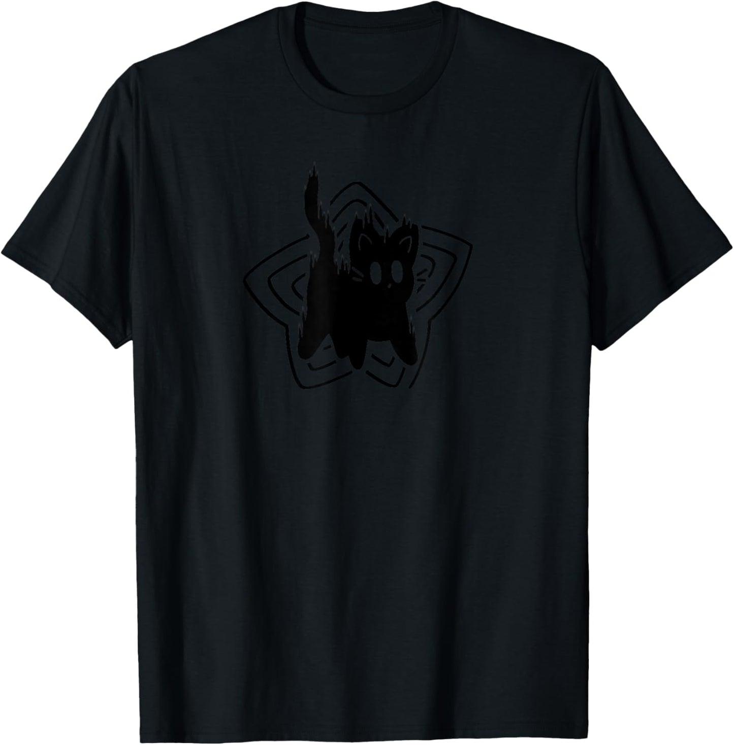Y2K 90s Cute Scary Scared Cat Tomcat T-Shirt - T-Shirt | Black