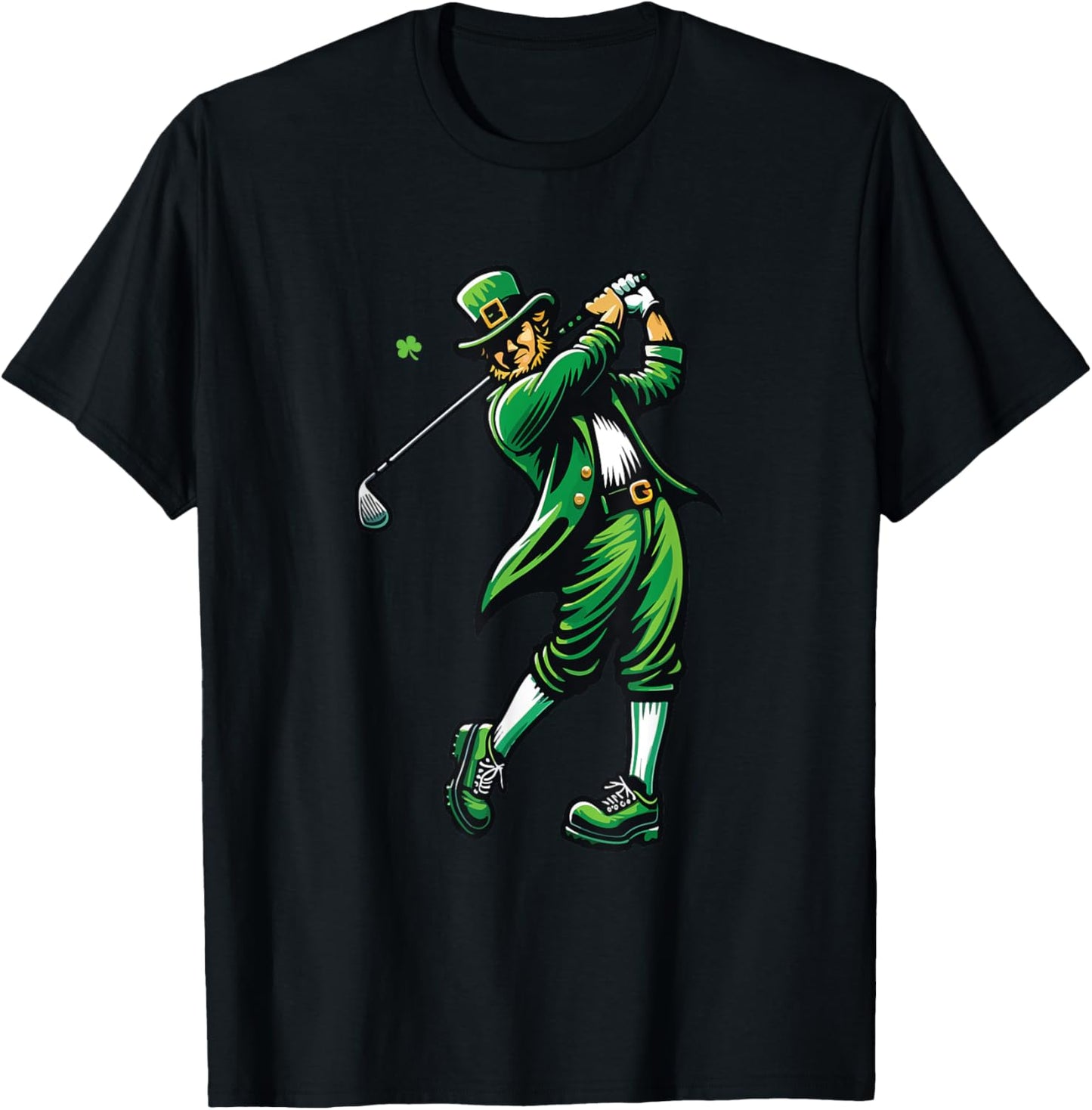 Golf St Patrick's Day Irish Leprechaun Golfer Golfing T-Shirt - T-Shirt | Black