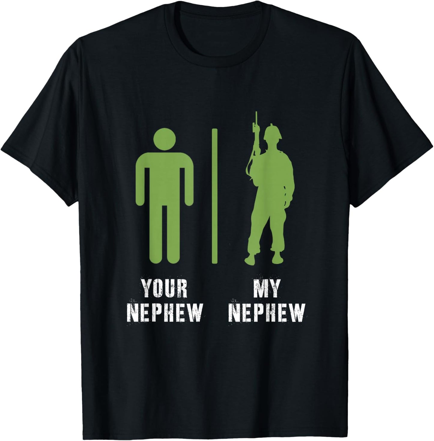 Your Nephew My Nephew Proud Military Soldier Veteran Icon T-Shirt - T-Shirt | Black