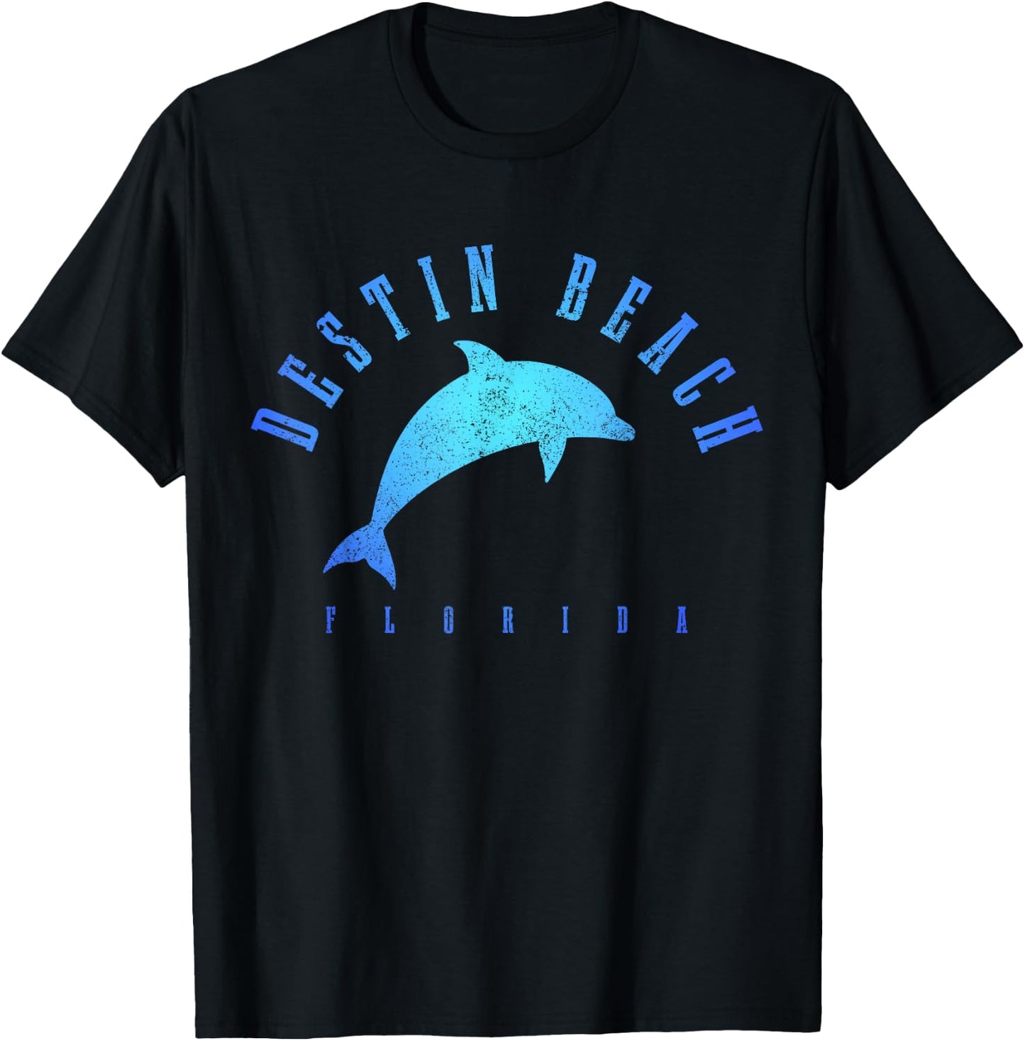 Destin Beach Florida FL Vintage Dolphin Holiday T-Shirt - T-Shirt | Black