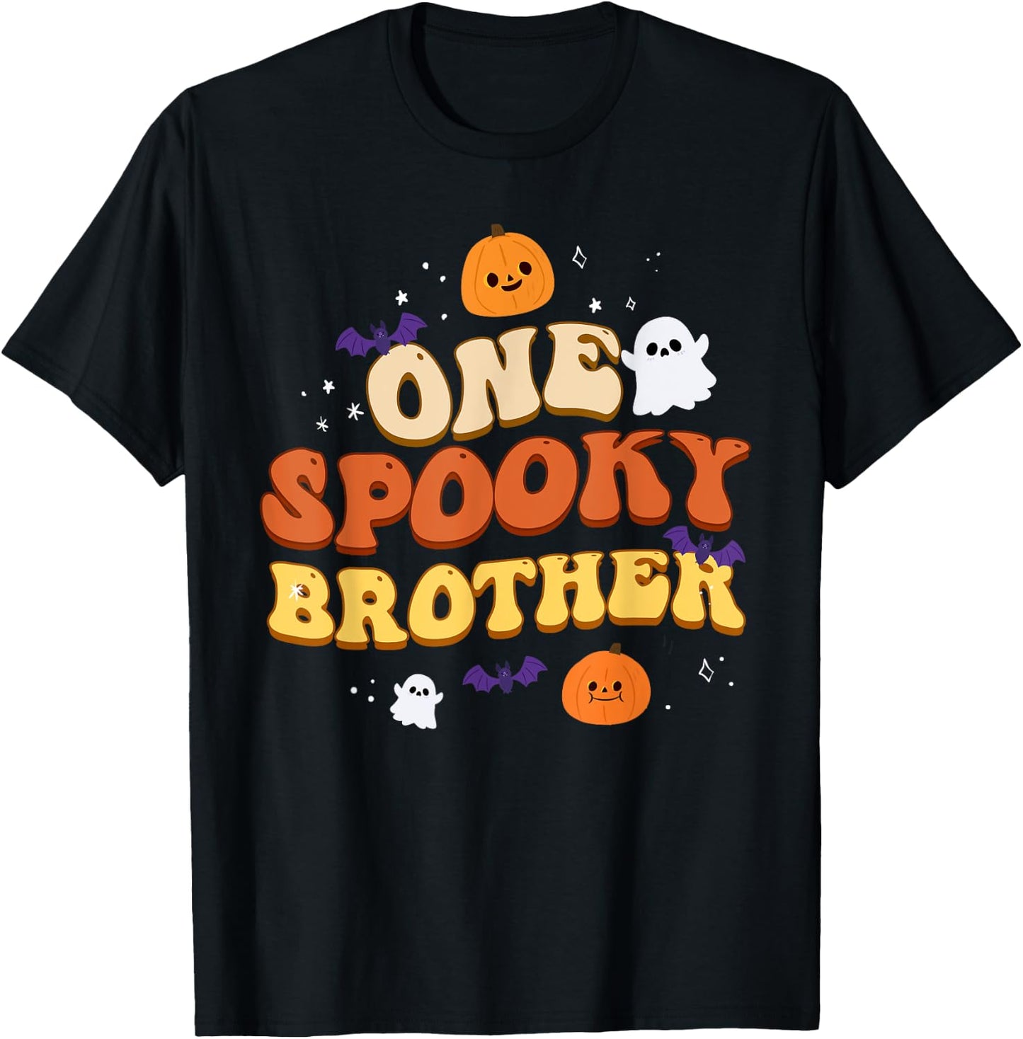 One Spooky Brother Boo Halloween Cute Family Matching Group T-Shirt - T-Shirt | Black