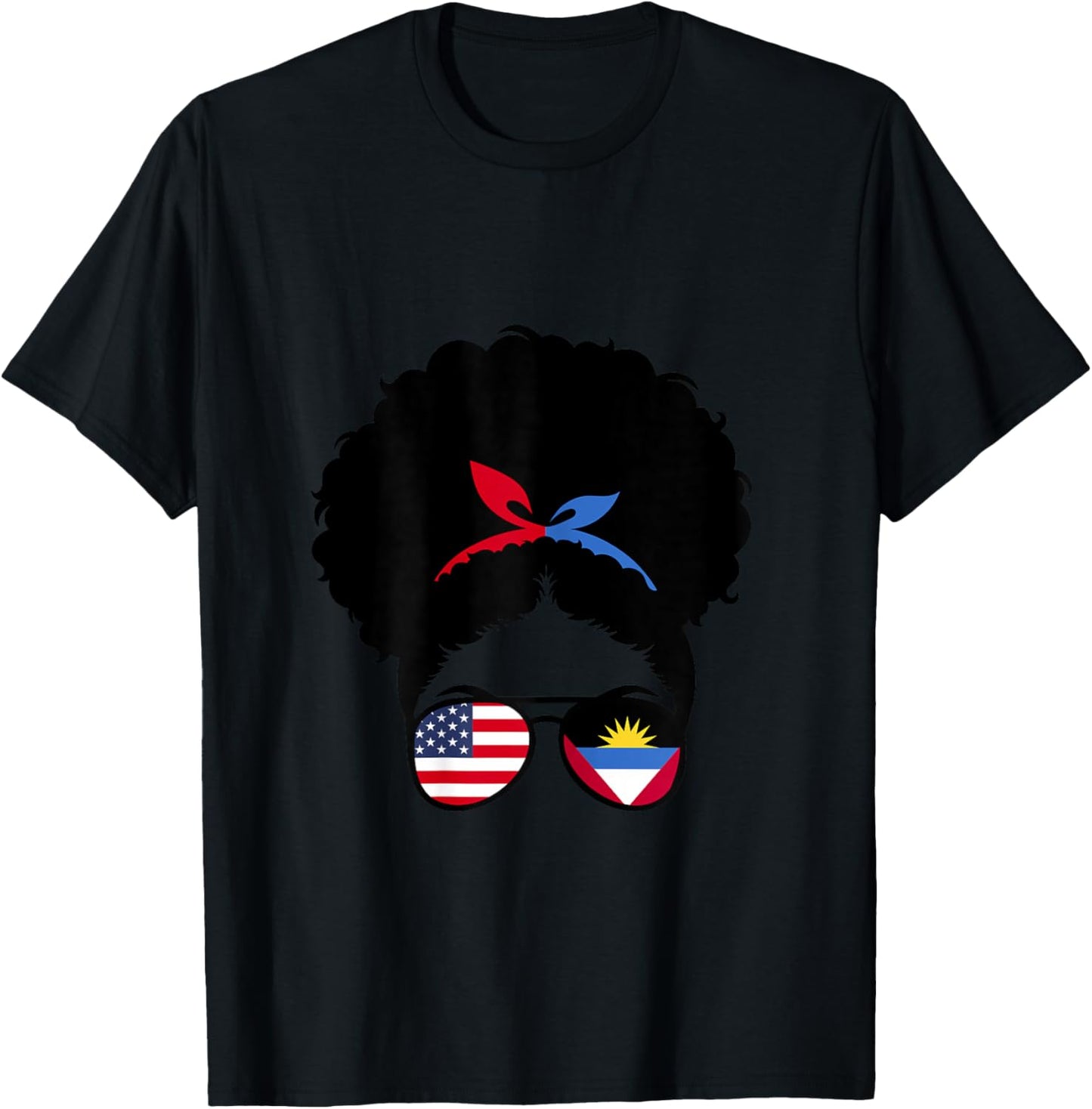 Antigua Roots Antigua Girl Afro Bun Antigua Barbuda Heritage T-Shirt - T-Shirt | Black