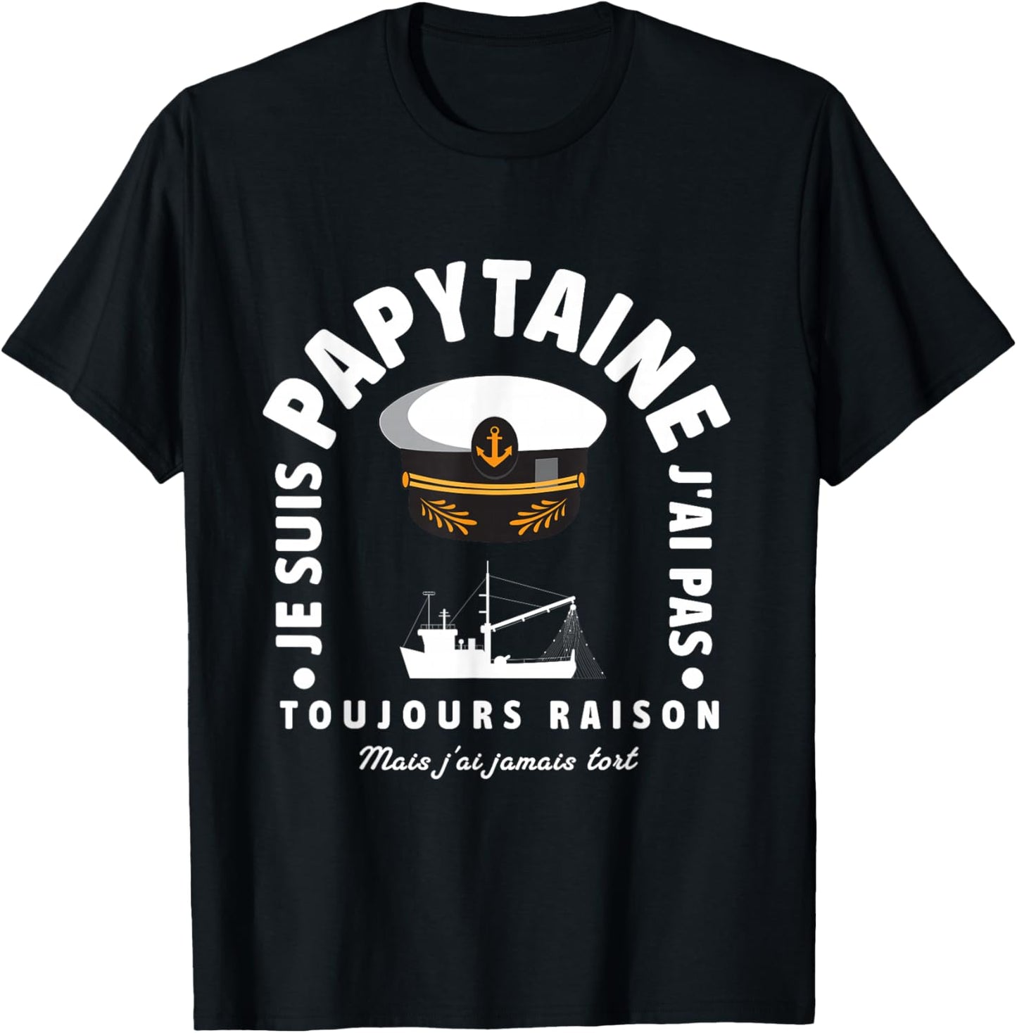 Grandpa Captain Boat Ship Sailor Humor Grandpa , Black, S T-Shirt - T-Shirt | Black