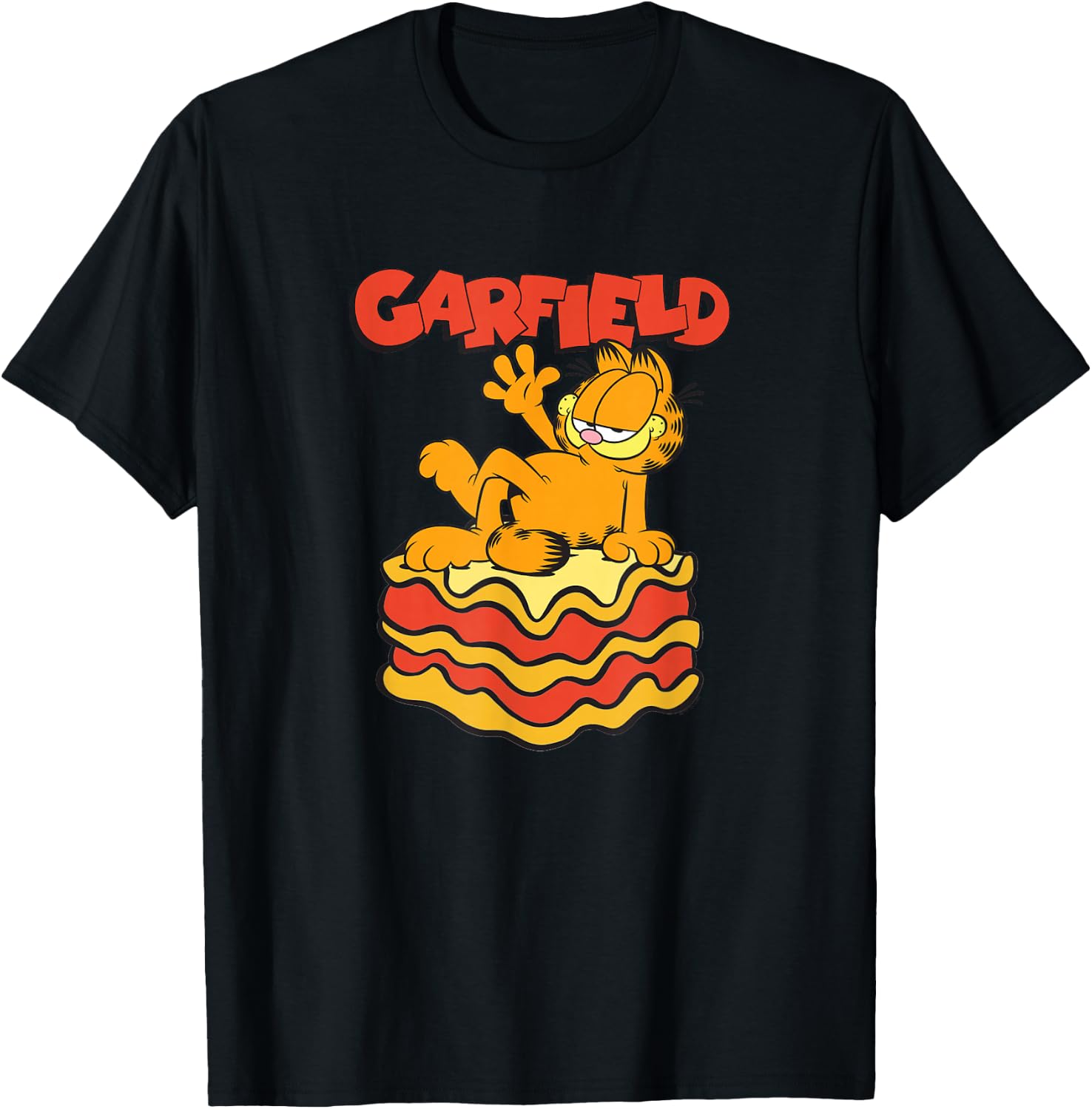 Garfield Lasagna Slice Garfield Pose T-Shirt - T-Shirt | Black