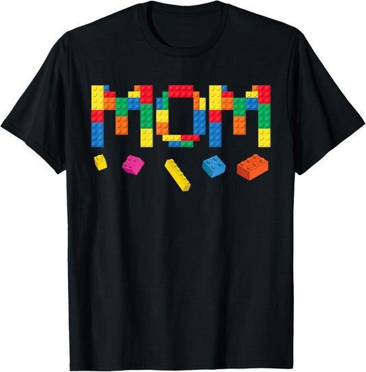 Mom Master Builder Building Bricks Blocks Family Matching T-Shirt - T-Shirt | Black