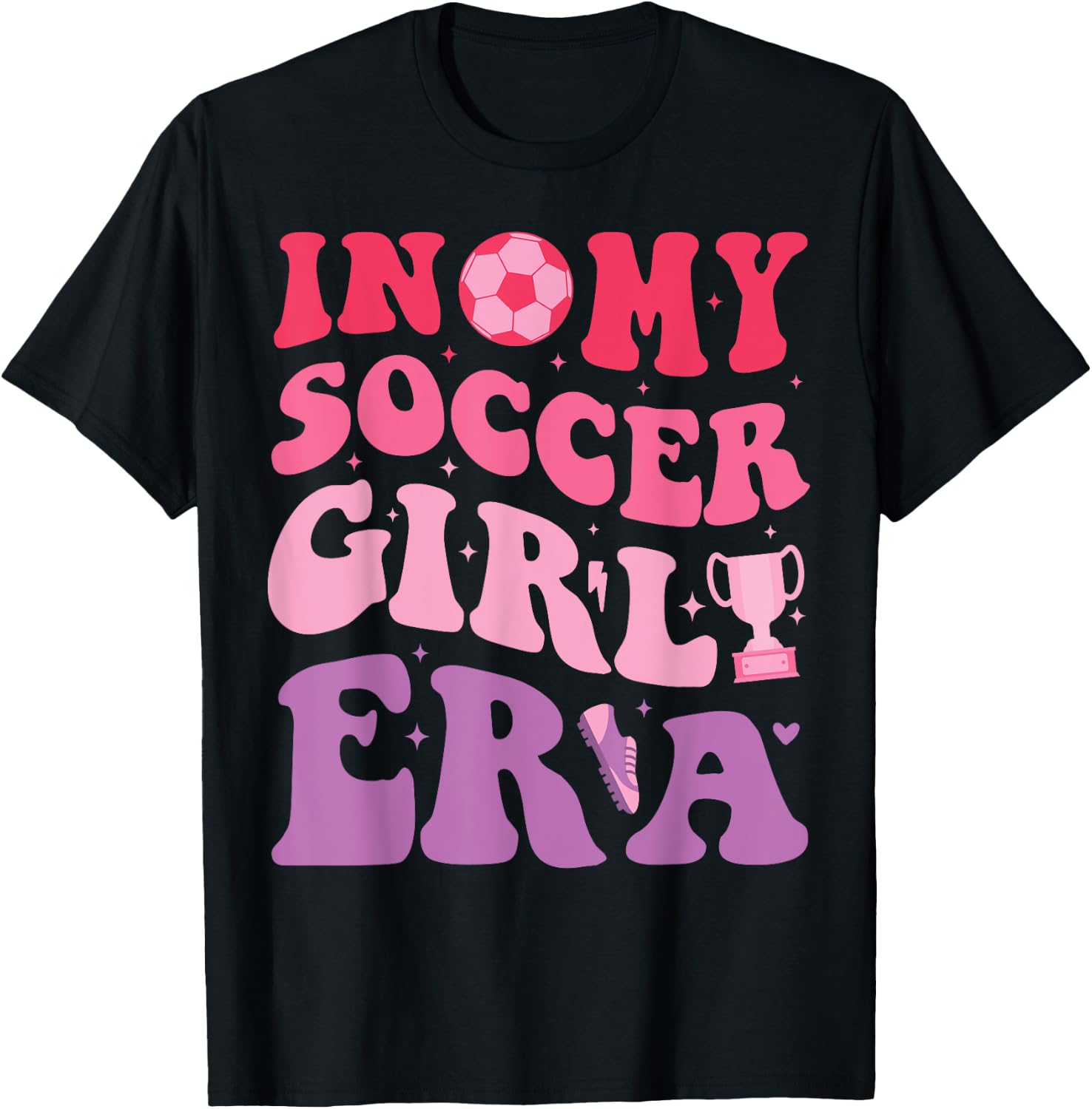 Groovy Retro In My Soccer Girl Era Design Cute Soccer Girl T-Shirt - T-Shirt | Black
