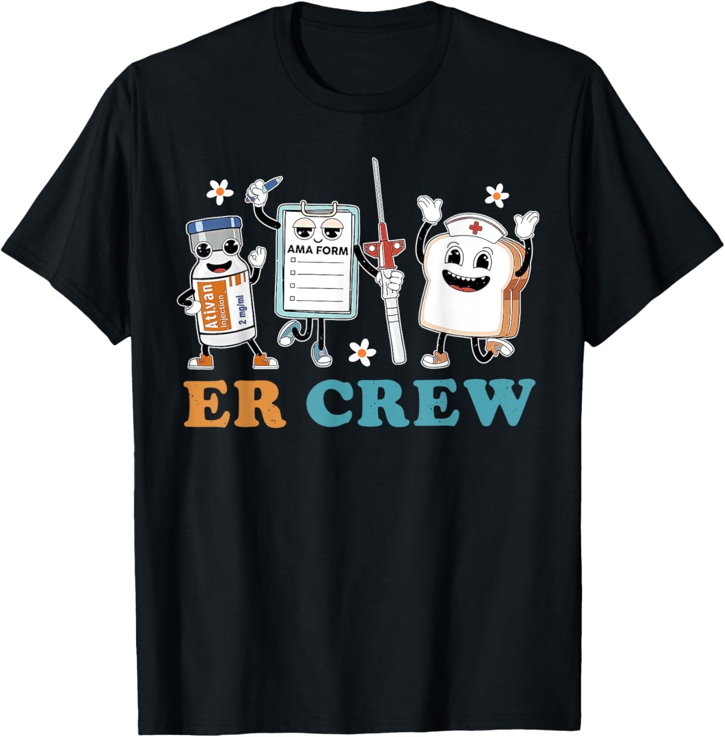 Retro ER Crew Emergency Room Funny ER ED Nurse Tech T-Shirt - T-Shirt | Black