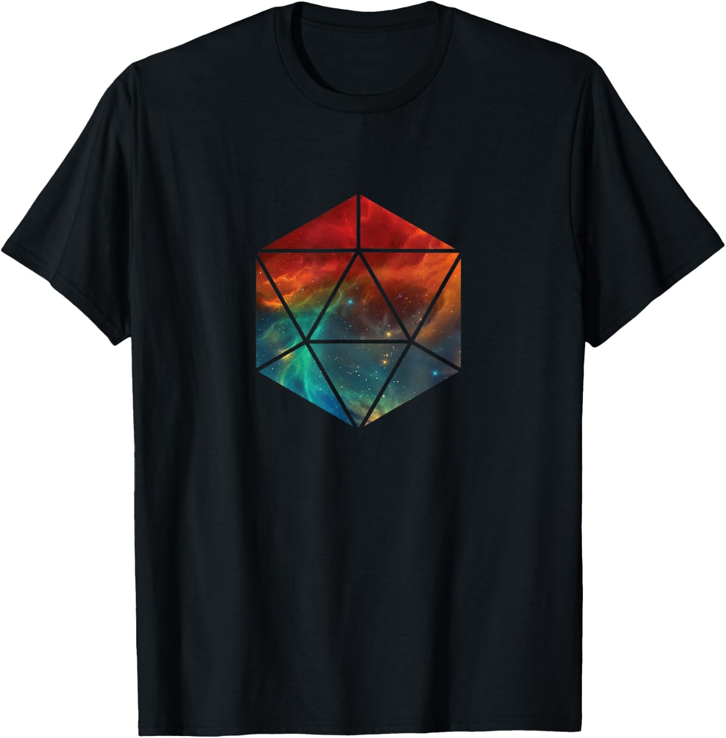 20 Sided Polygon Icosahedron Sacred Geometry T Shirt T-Shirt - T-Shirt | Black