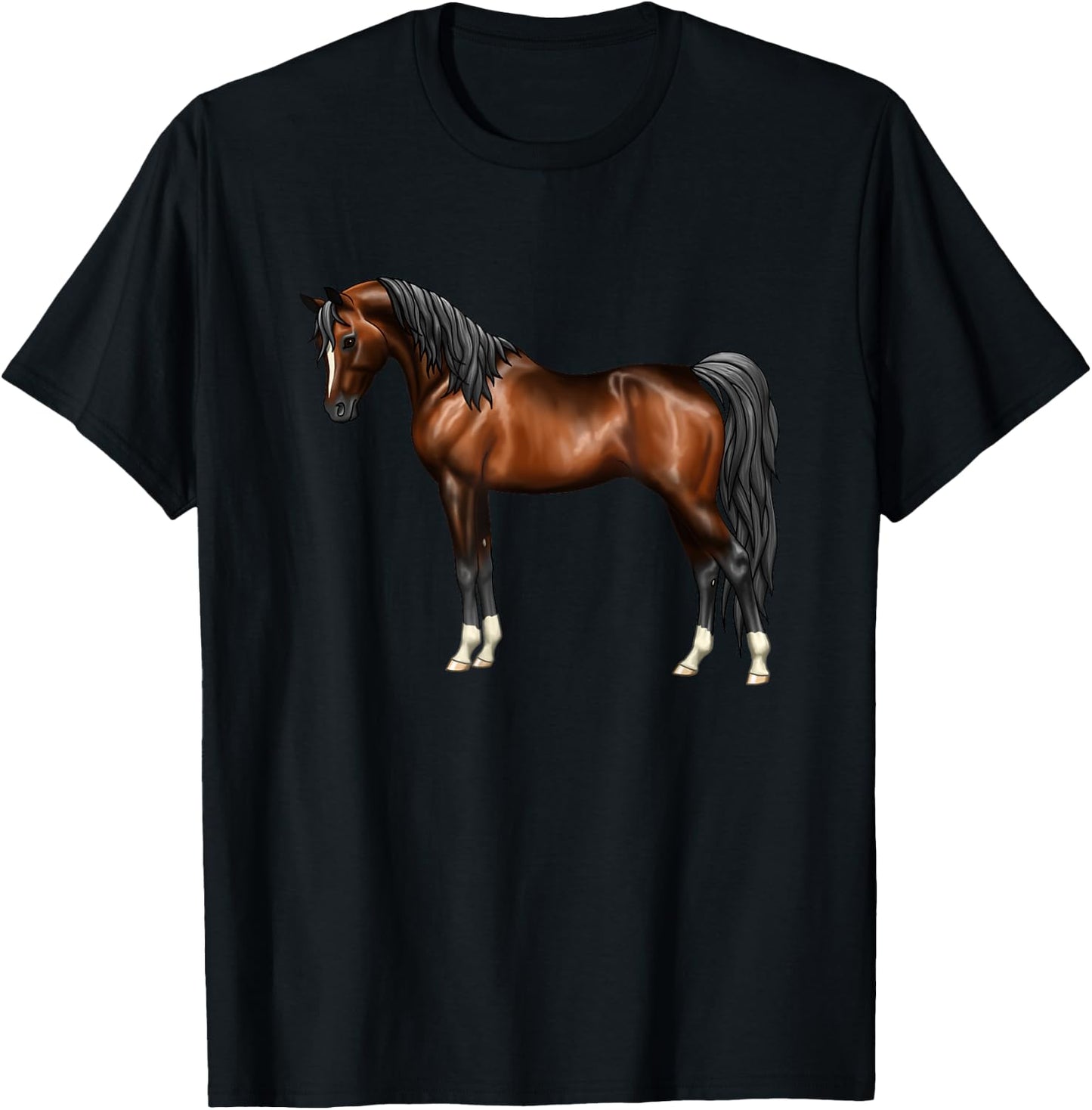 Beautiful Dark Brown Bay Egyptian Arabian Horse Lovers T-Shirt - T-Shirt | Black