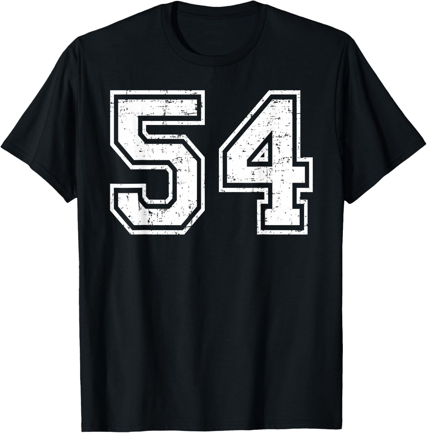 54 Number Fifty-Four Team Sports Grunge Varsity Matching T-Shirt - T-Shirt | Black