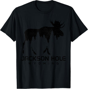 Jackson Hole Wyoming Vintage Moose Souvenir Pride T-Shirt - T-Shirt | Black