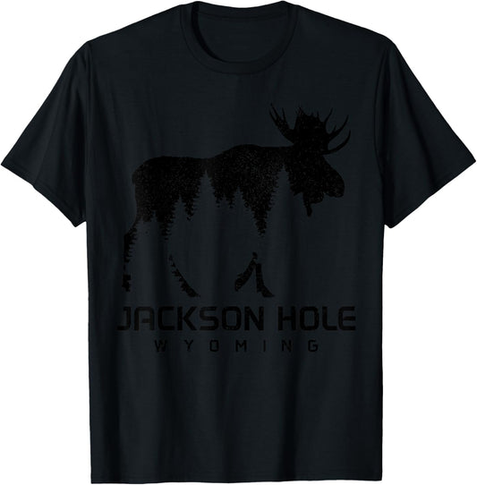 Jackson Hole Wyoming Vintage Moose Souvenir Pride T-Shirt - T-Shirt | Black