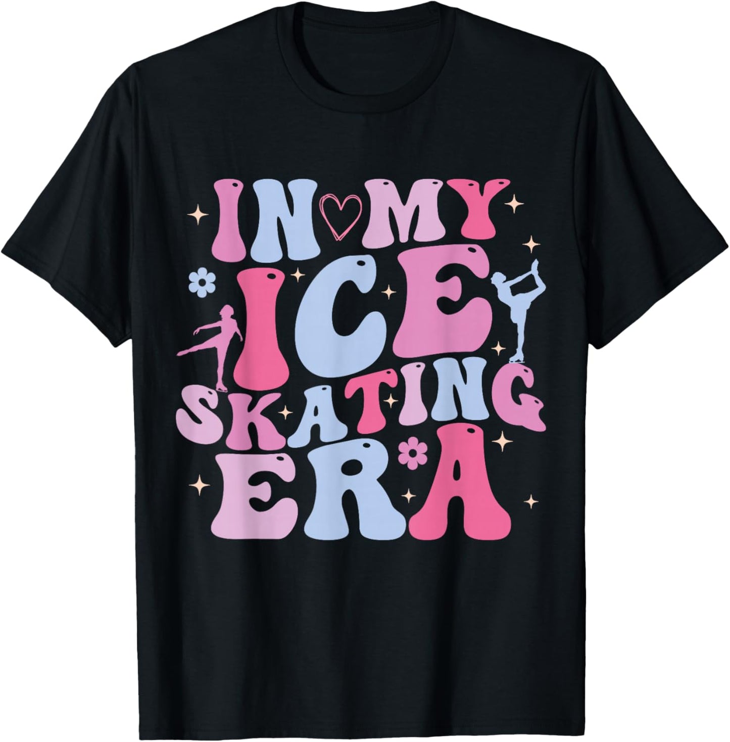 In My Ice Skating Era Groovy Funny Ice Skater T-Shirt - T-Shirt | Black